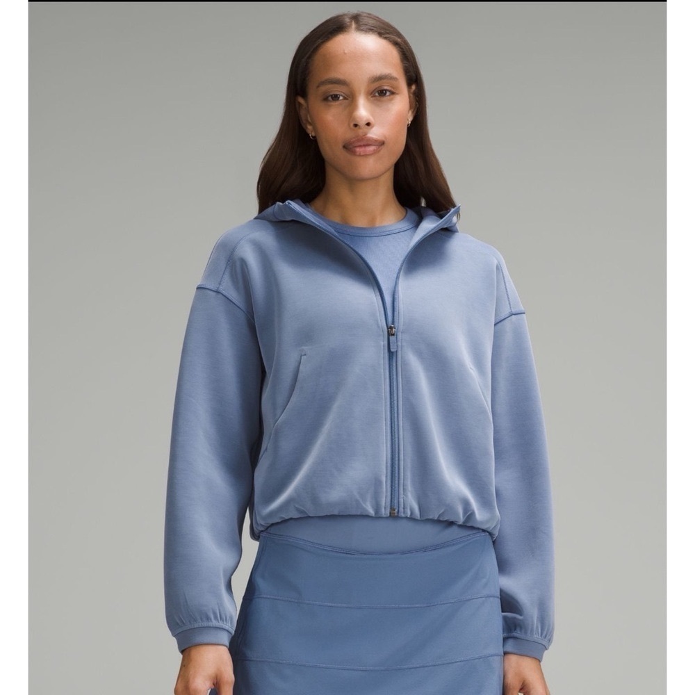 Lululemon Softstreme Full Zip Hoodie Jacket Oasis Blue Size 12 NWT